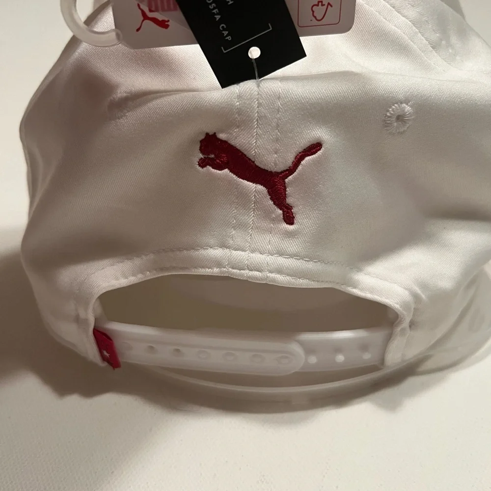 NEW Womens Puma P110 Pars And Stripes Bright White Adjustable Golf Hat/Cap